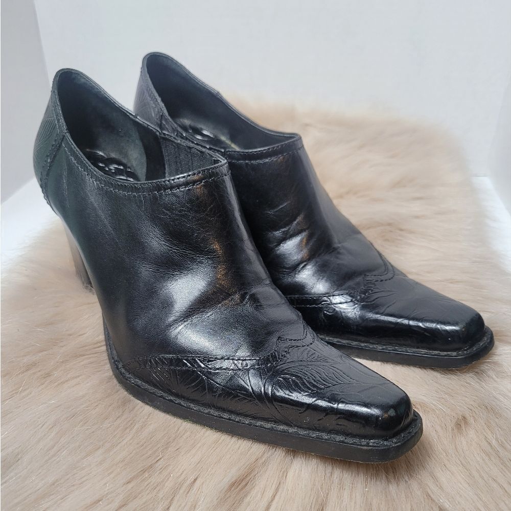 Antonio Melani  Leather Heel Western Ankle Boot Size 6.5